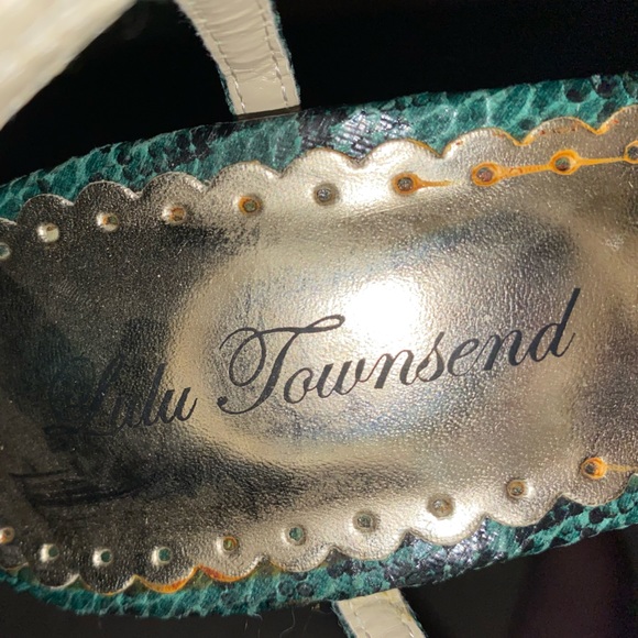 LuLu Townsend Multicolor Strappy Snakeskin Chunky Pump Heels sz 7.5 - Picture 3 of 4